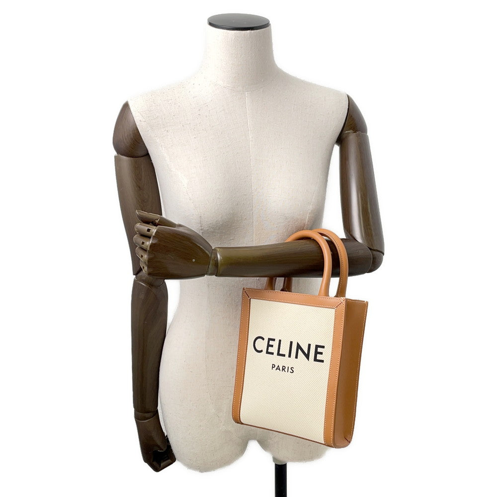CELINE Vertical Cabas Natural/Tan193302 Canvas Leather Size Mini