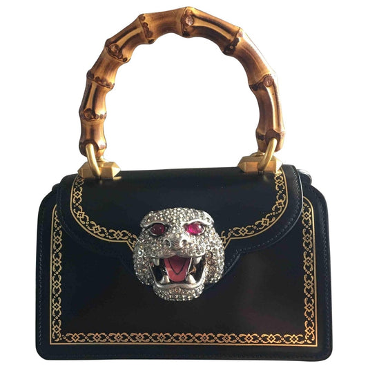 Gucci bamboo black leather clutch bag