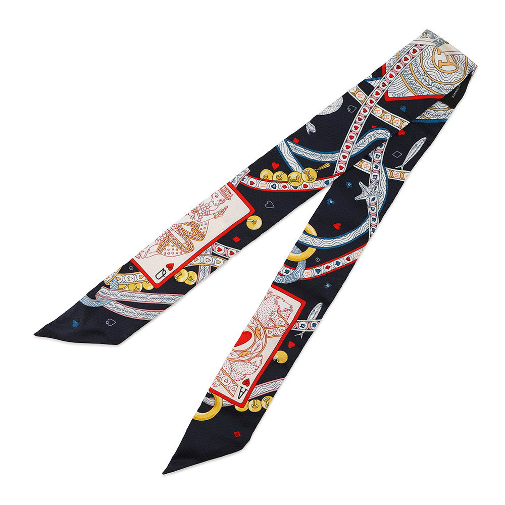 HERMES Twilly Bijoux Pique Black/Rouge/Gold Silk100% Bijoux