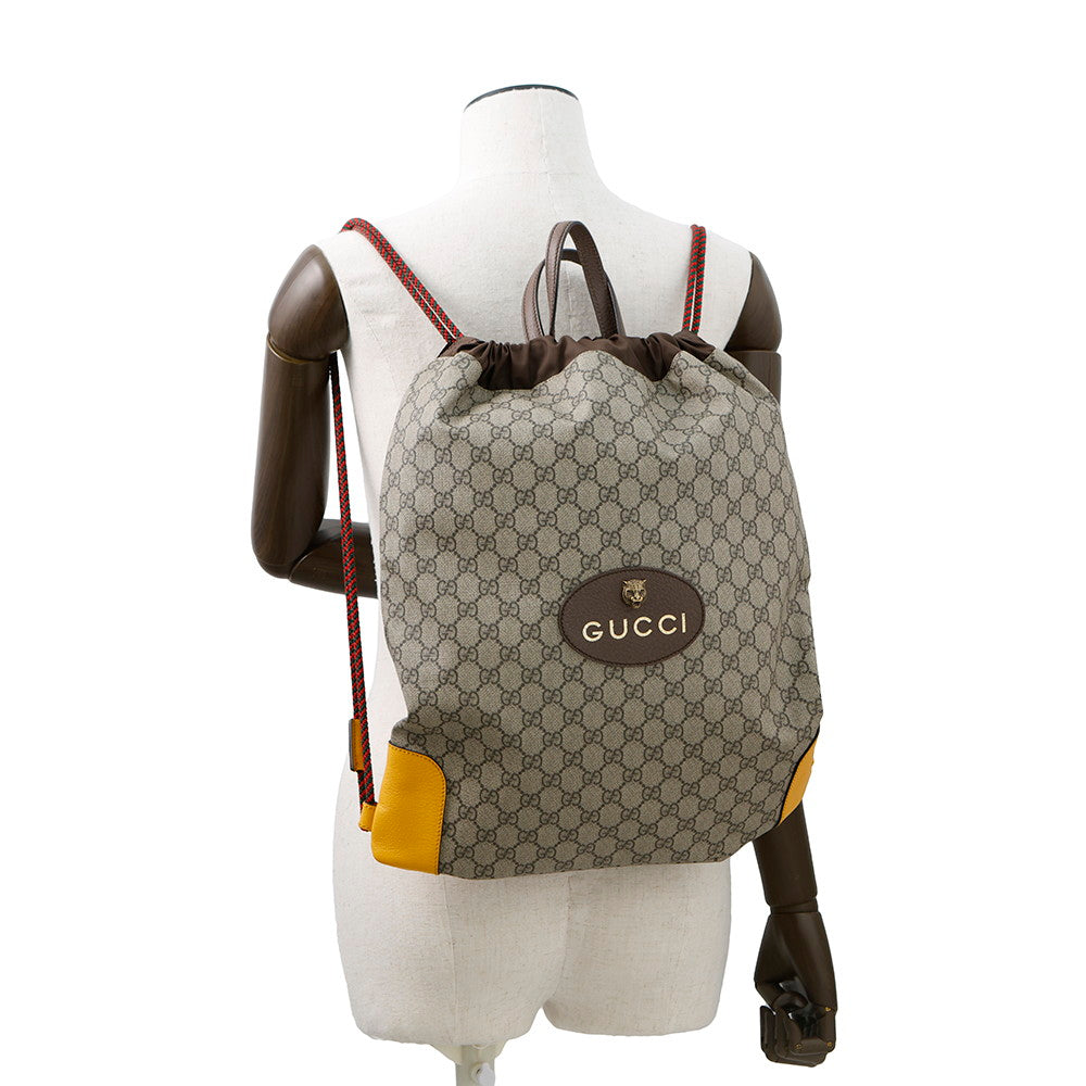 GUCCI GG Supreme DrawstringBag Brown473872 PVC Leather