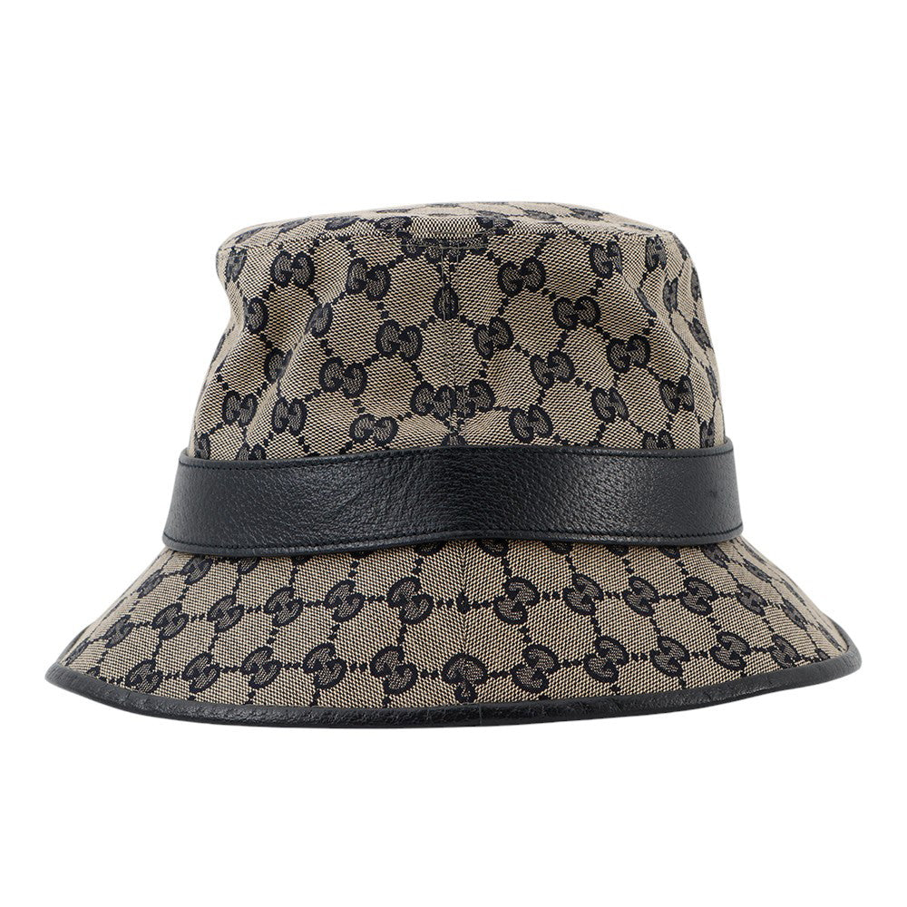 GUCCI GG Canvas bucket hat Size XL Beige/Navy576587 Polyester68% Cotton16% Nylon16%