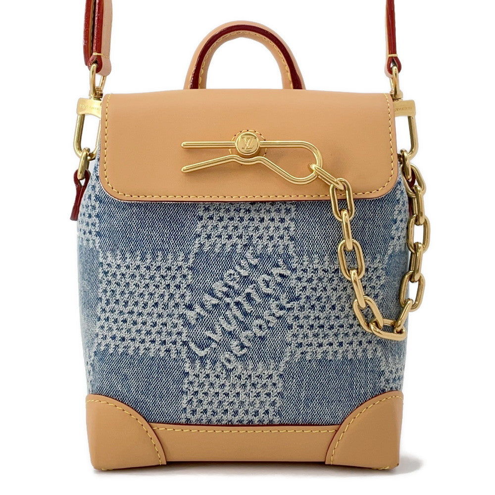 LOUIS VUITTON Nano Steamer Summer Men's Bag Blue/BeigeN40751 Damier・Denim