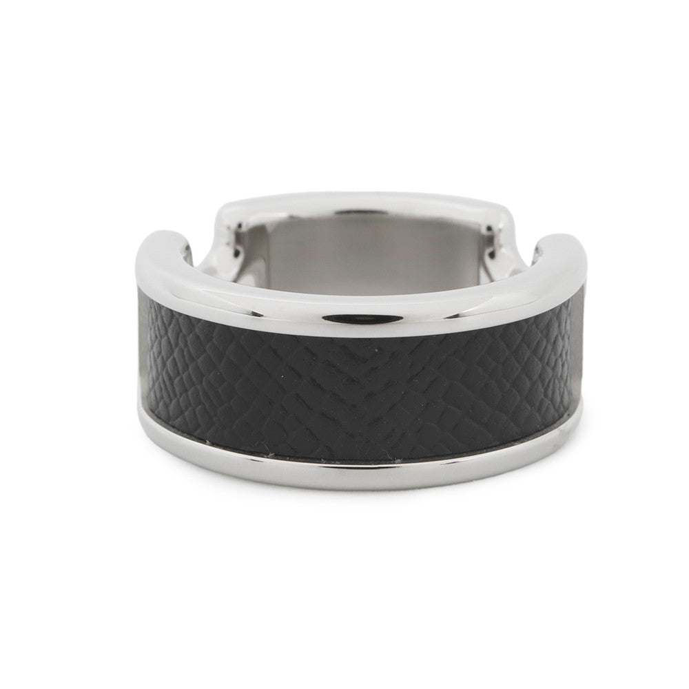 HERMES Orump Ring Size PM/S/#11 Black Epsom Metal