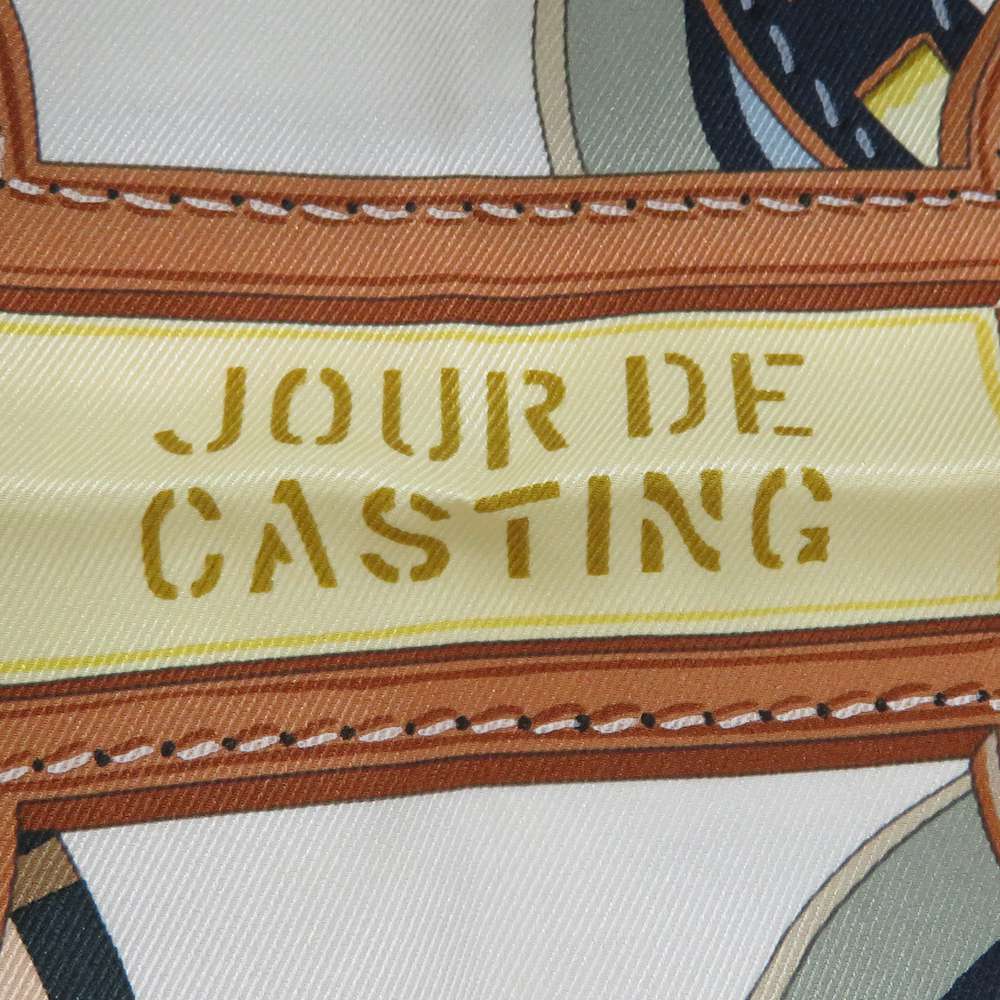 HERMES Carre "Jules de Casting" Rose Pale/White/Vert Anglais Silk100% Size 70