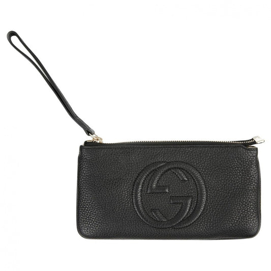 Gucci soho black leather clutch bag