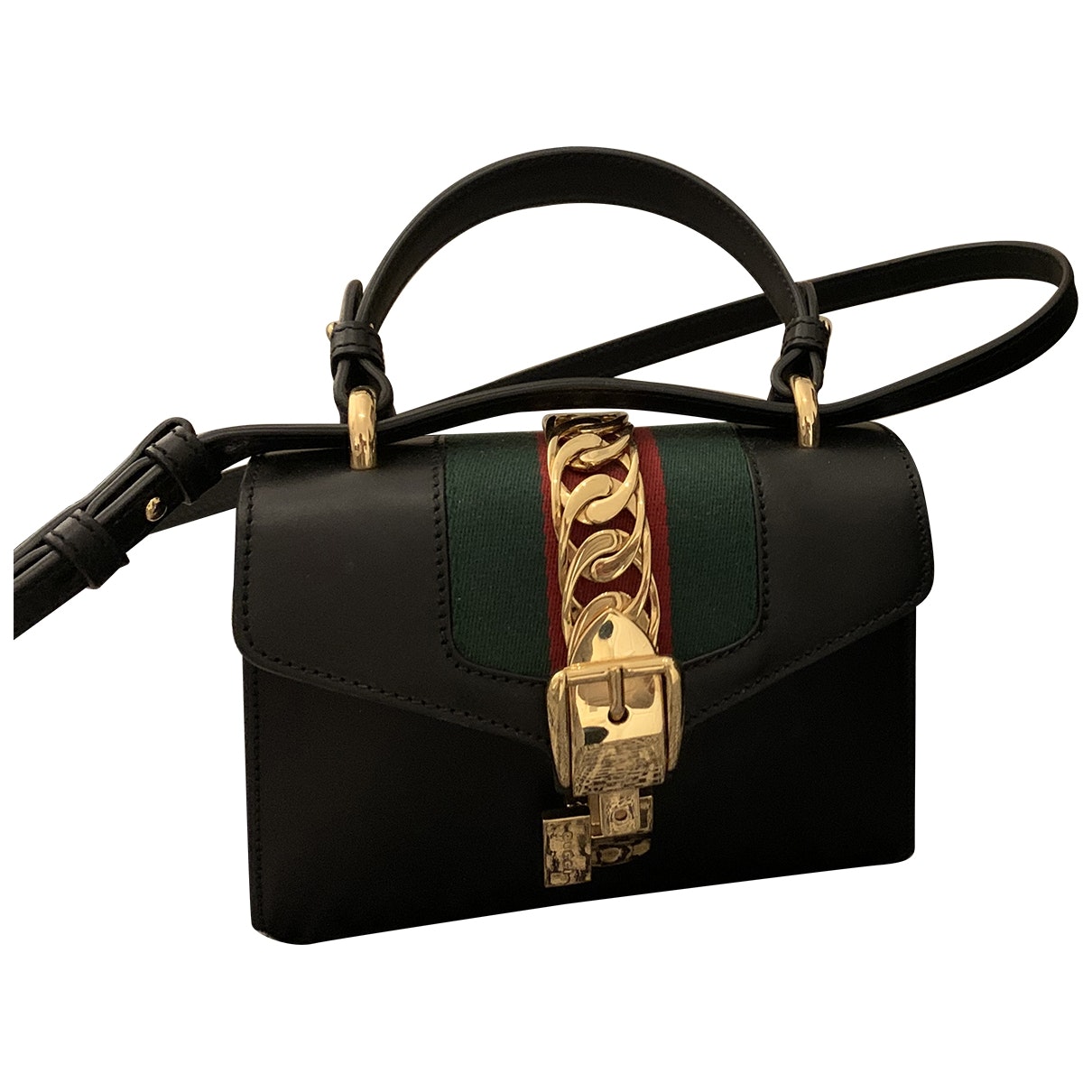 Gucci sylvie black leather handbag