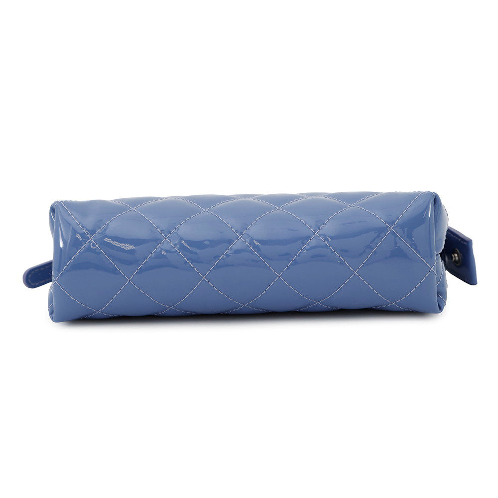 CHANEL Matelasse Pouch Light Blue Patent Leather