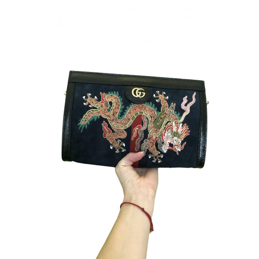 Gucci ophidia navy suede clutch bag