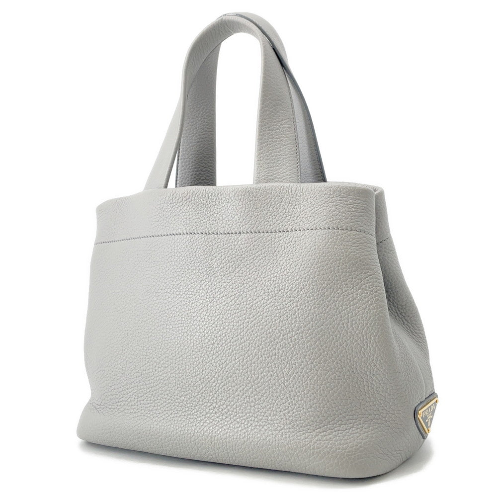 PRADA ?Punched logo tote bag Gray1BG390 Leather Size Small