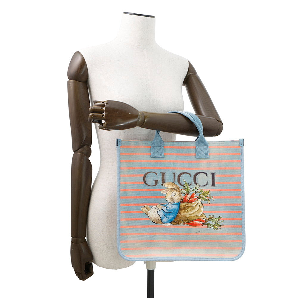 GUCCI Children's Tote Bag Peter Rabbit Blue/Multicolor605831 Canvas Nylon