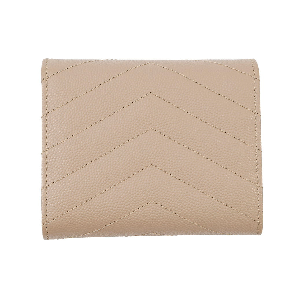 SAINT LAURENT PARIS Cassandra Matelasse Multifold Wallet Dark Beige692061 Leather
