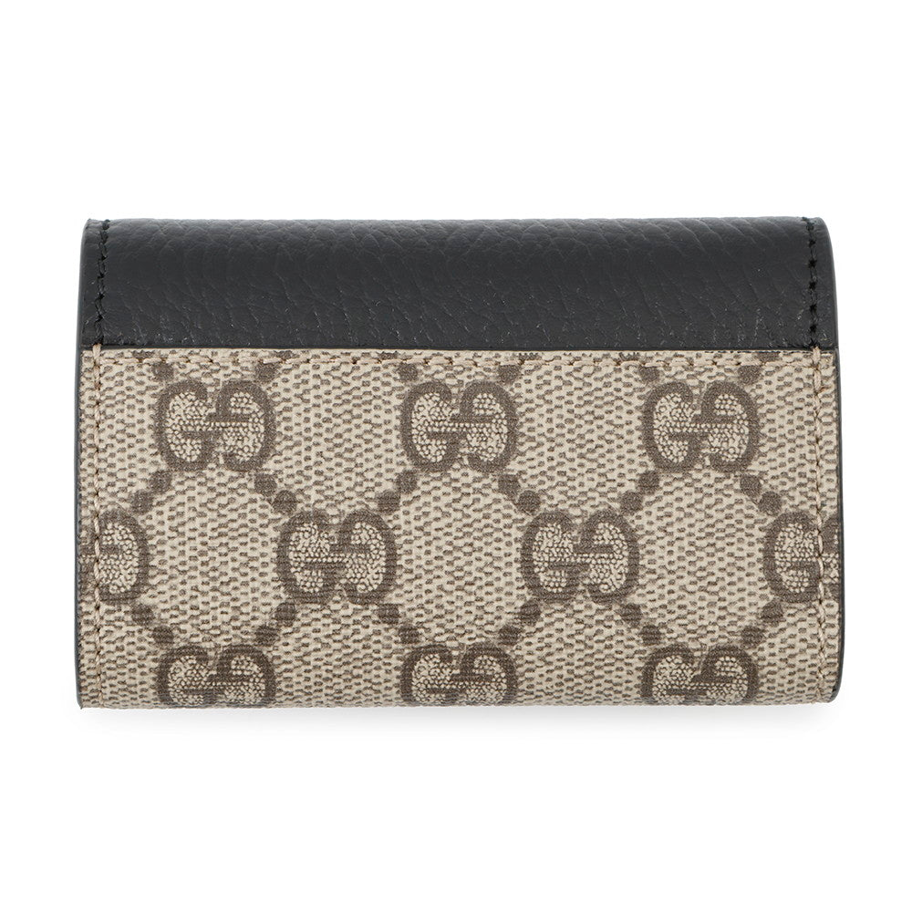 GUCCI Double G Bicolor 6-Key Case Black/Beige456118 GG Supreme Leather