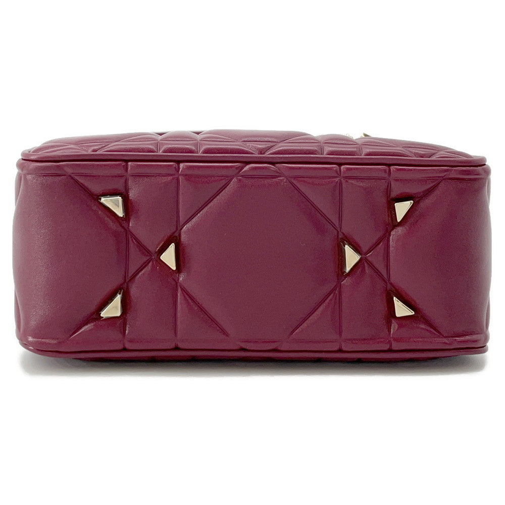 Dior Lady's 95.22 2WAY Handbag Bordeaux Leather Size Mini