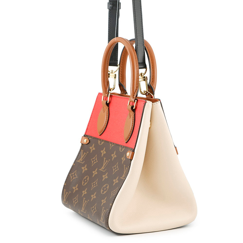LOUIS VUITTON Fold tote Cerise/Cream/BrownM45389 Monogram Calf Leather Size PM