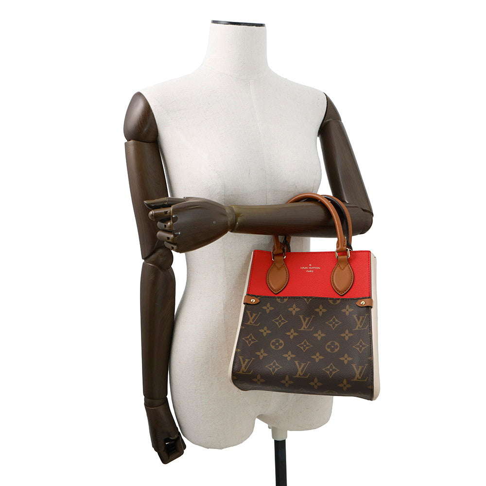 LOUIS VUITTON Fold tote Cerise/Cream/BrownM45389 Monogram Calf Leather Size PM