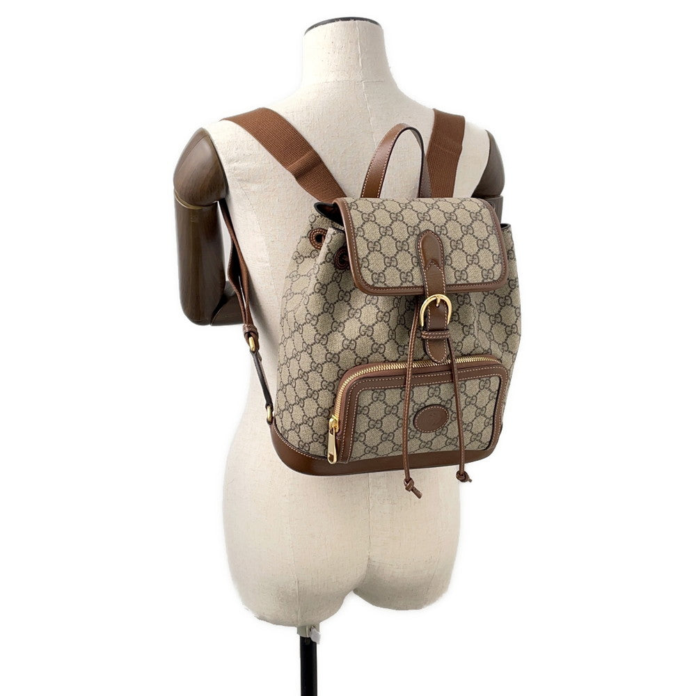 GUCCI Interlocking G GG Supreme Backpack Beige/Brown674147 PVC Leather