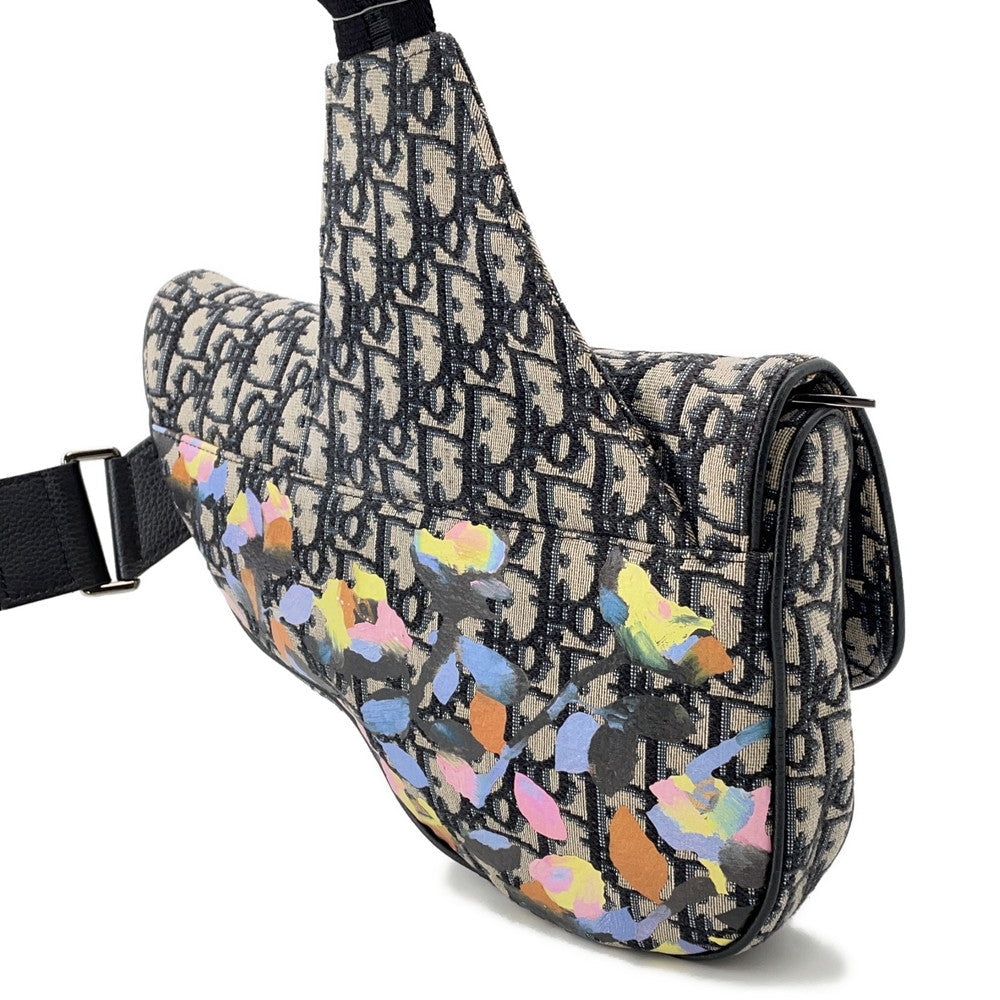 Dior Oblique Saddlebag by Alex Foxton Navy/Multicolor Canvas Leather