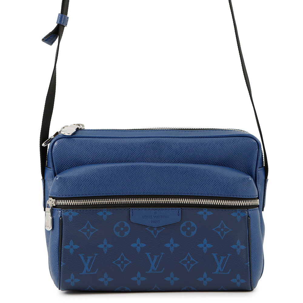 LOUIS VUITTON Outdoor Messenger Taigarama CobaltM30242 Taiga Leather?Leather Monogram Size PM