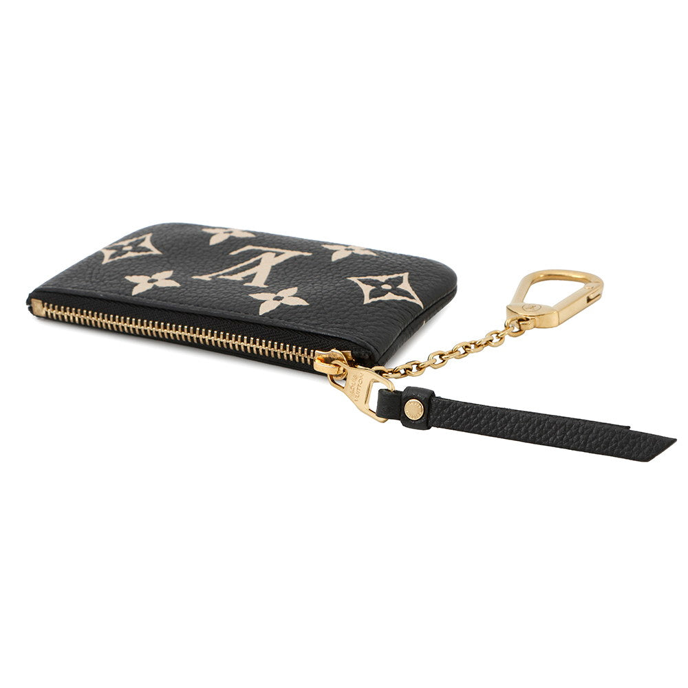 LOUIS VUITTON Card Key Case Pochette Cles Noir/BeigeM80885 Bicolor Monogram Empreinte Leather