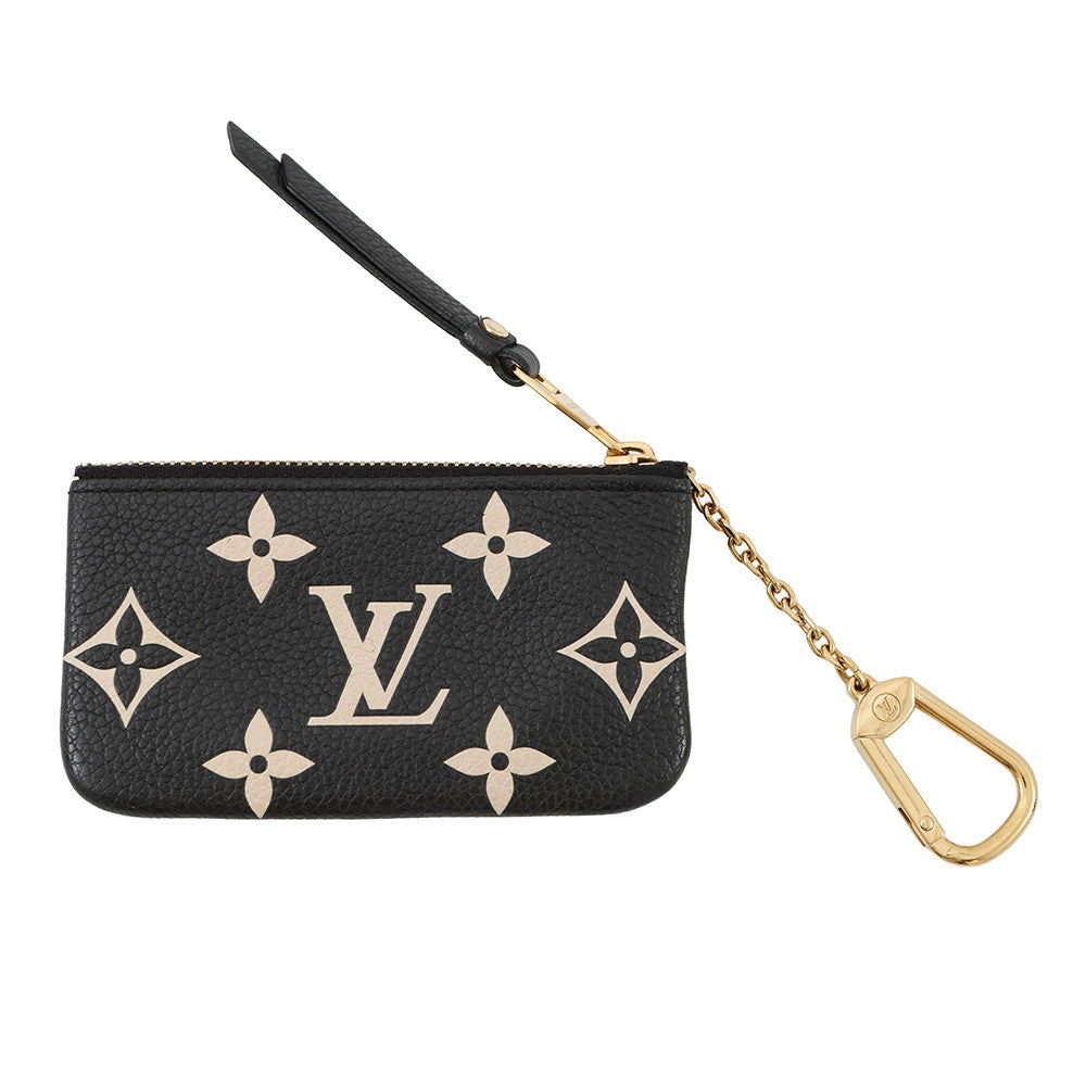 LOUIS VUITTON Card Key Case Pochette Cles Noir/BeigeM80885 Bicolor Monogram Empreinte Leather