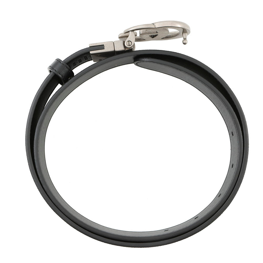 GUCCI Double G Reversible Belt Black/Gray643847 Leather Size 80