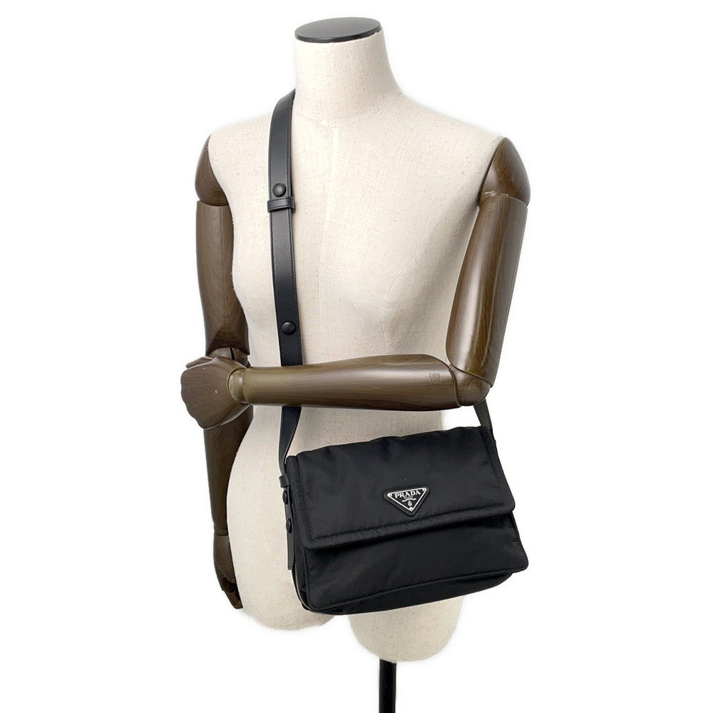 PRADA Padded Re-Nylon Shoulder Bag Black1BD313 Nylon Leather Size Small