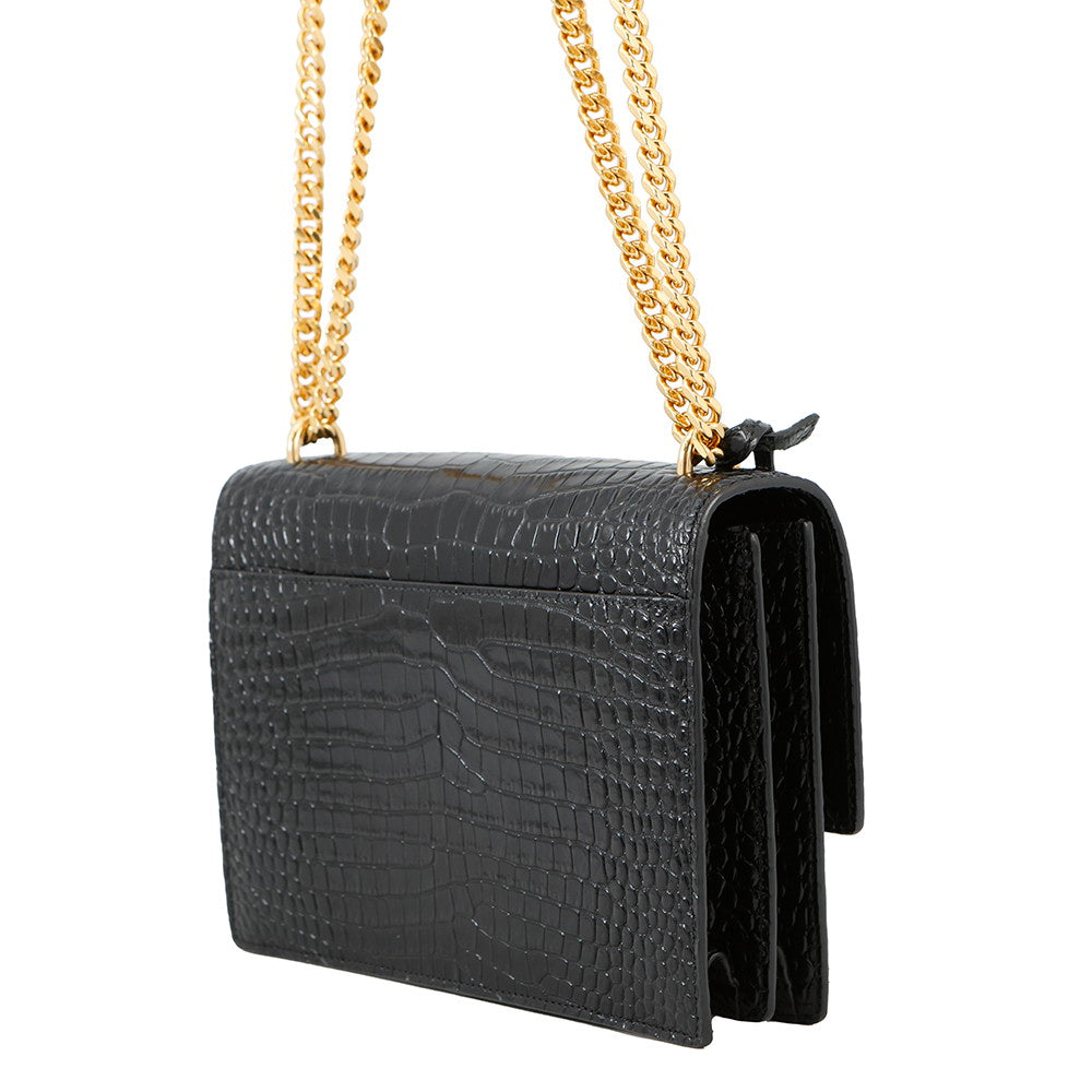 SAINT LAURENT PARIS Sunset ChainShoulder Bag Black442906 Croco embossed leather