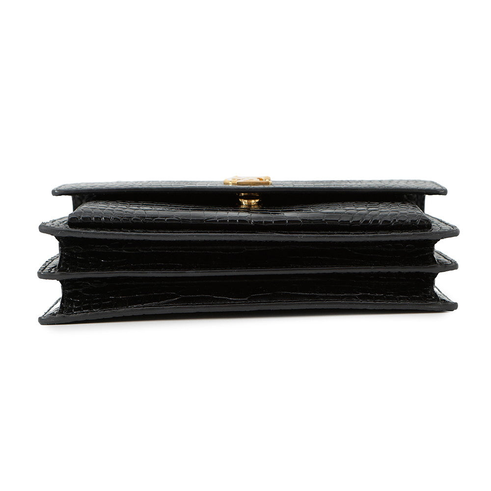 SAINT LAURENT PARIS Sunset ChainShoulder Bag Black442906 Croco embossed leather