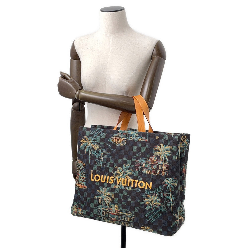 LOUIS VUITTON Shopper Tote Marina blueN00218 Damier Palm Tree Jacquard Cotton Size MM