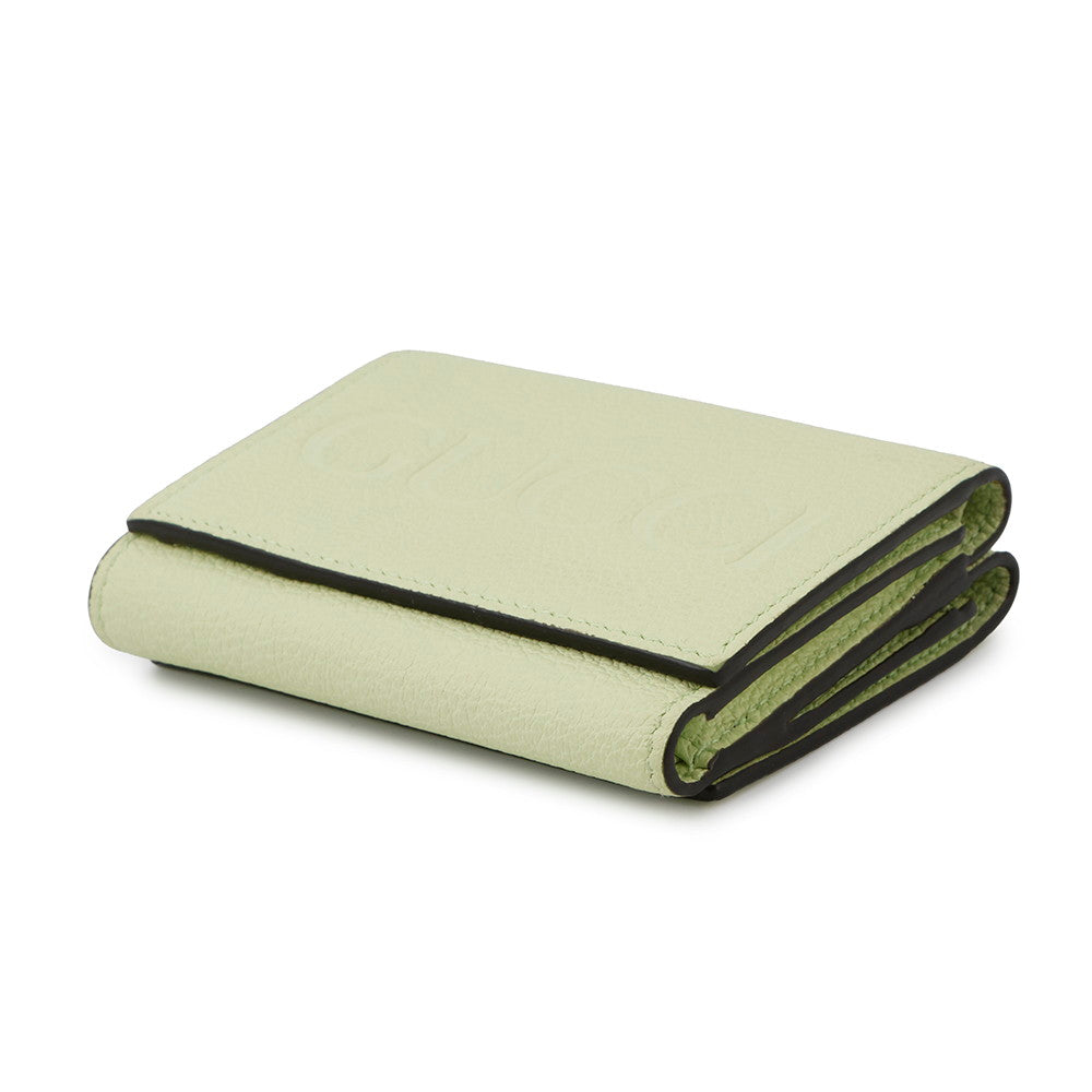 GUCCI embossed logo compact wallet Green731694 Leather