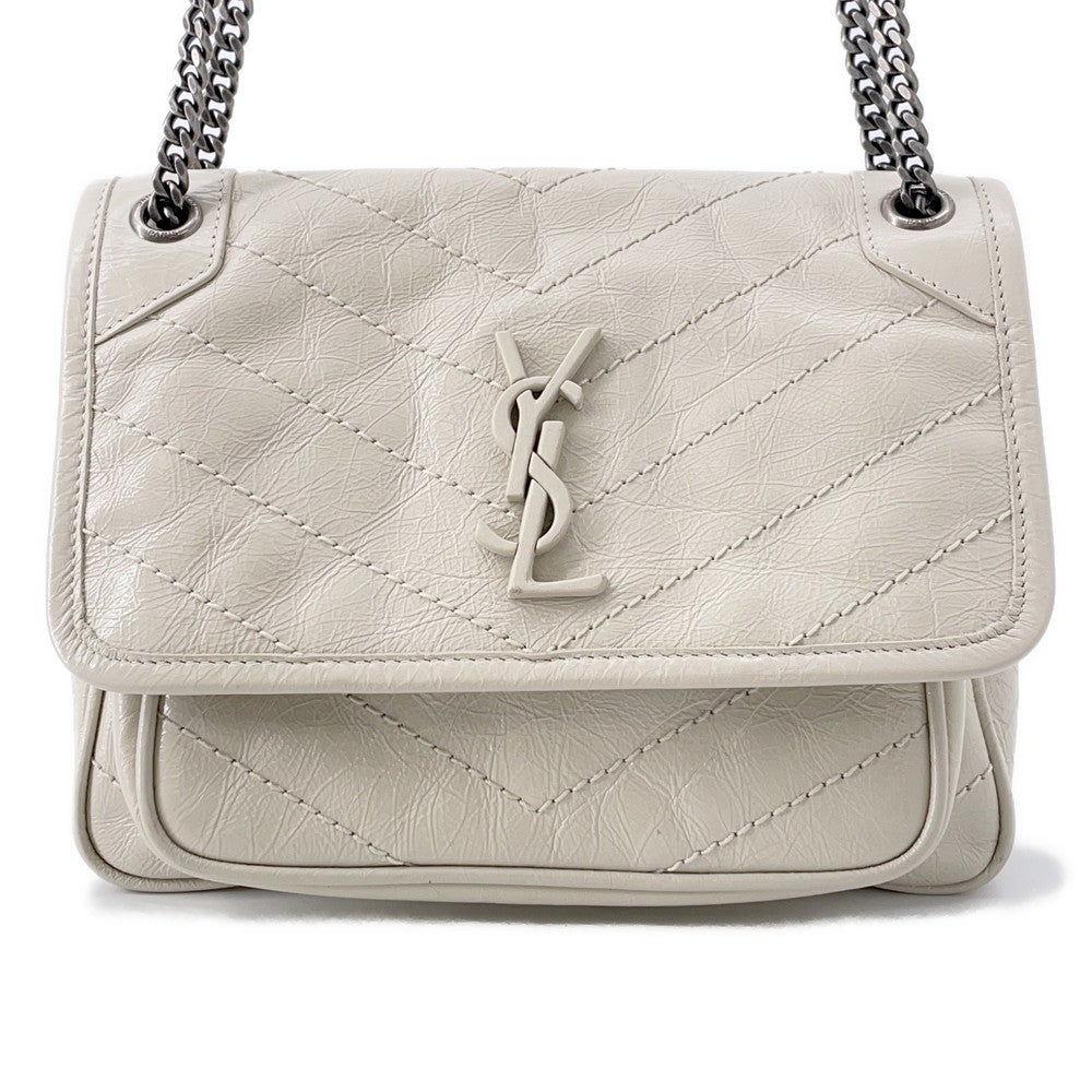 SAINT LAURENT PARIS Niki Baby ChainShoulder Bag White6331600EN049207   Leather Size Baby