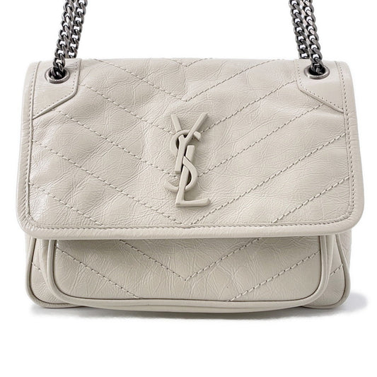 SAINT LAURENT PARIS Niki Baby ChainShoulder Bag White6331600EN049207   Leather Size Baby