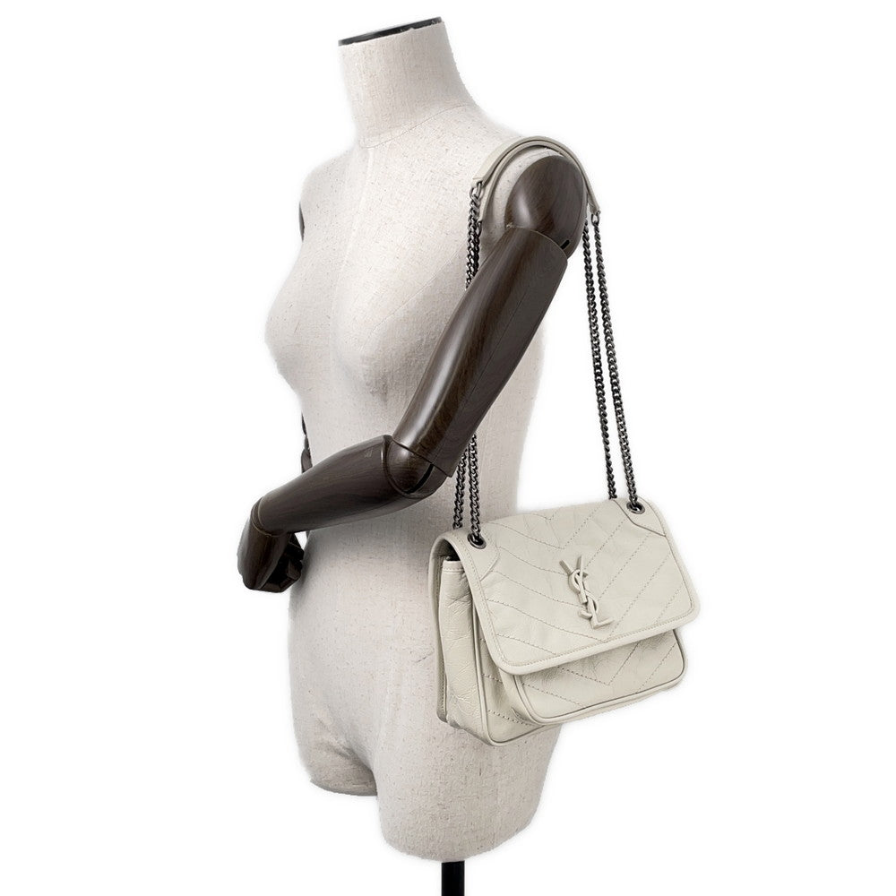 SAINT LAURENT PARIS Niki Baby ChainShoulder Bag White6331600EN049207   Leather Size Baby