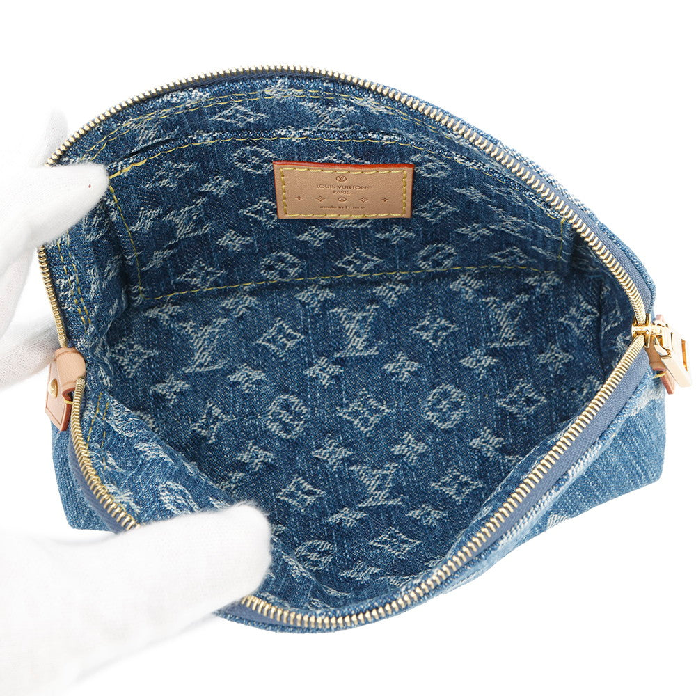 LOUIS VUITTON Pochette Cosmetic BlueM24316 MonogramDenim Size PM