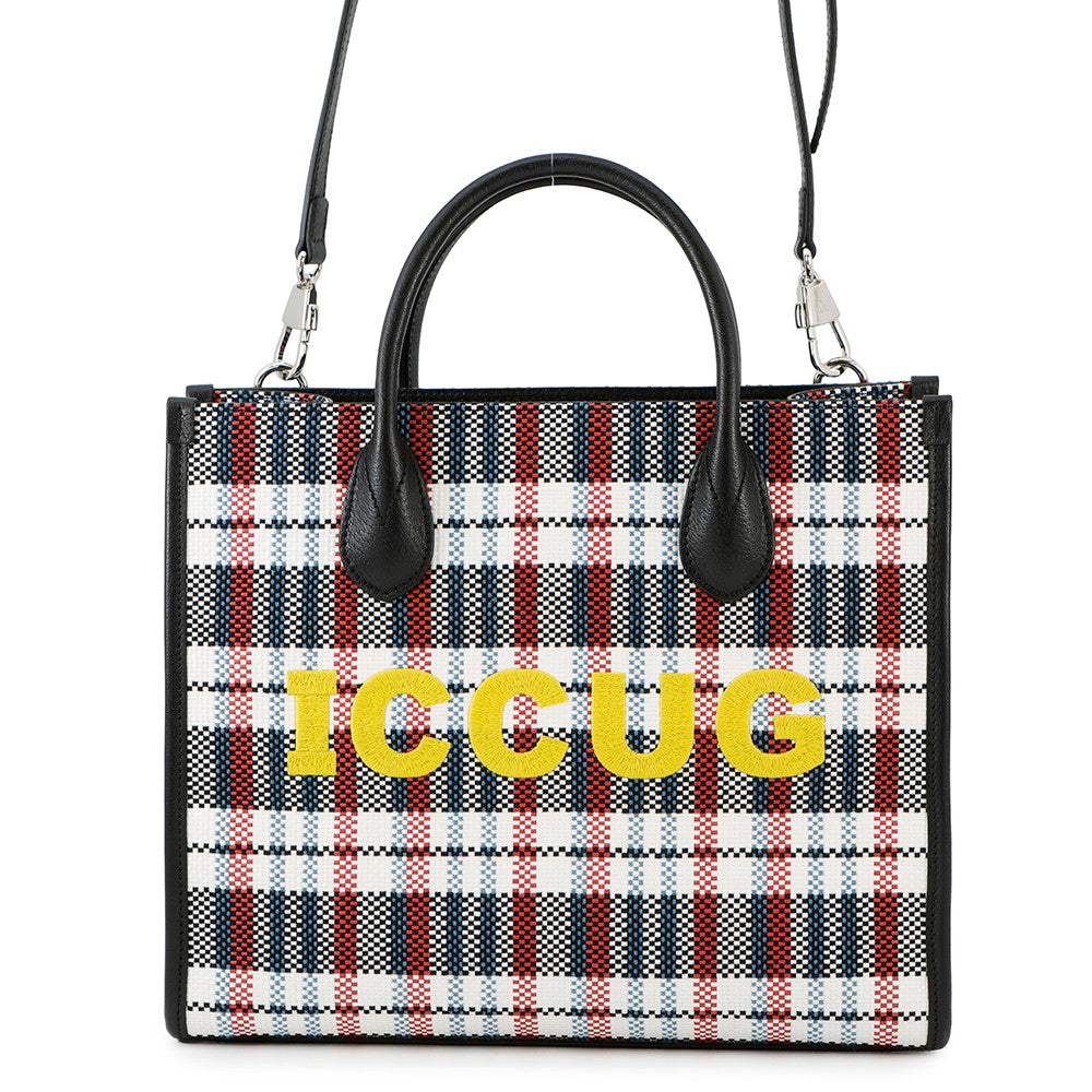 GUCCI Embroidery Check 2-Way Tote Bag Multicolor/Beige659983 Canvas Leather Size Small