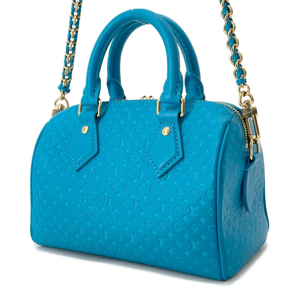 LOUIS VUITTON Nanogram Speedy Bandouliere BlueM22596 Monogram Calf Leather Size 20