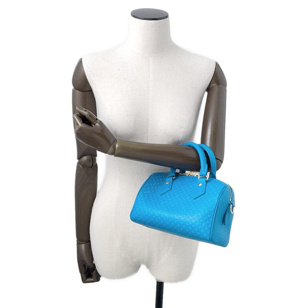 LOUIS VUITTON Nanogram Speedy Bandouliere BlueM22596 Monogram Calf Leather Size 20