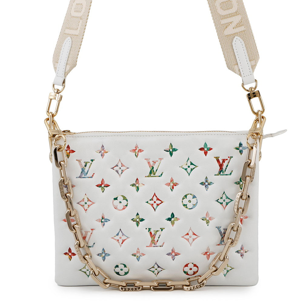 LOUIS VUITTON Coussin Blanc/PinkM21209 Monogram Lamb Leather Size PM