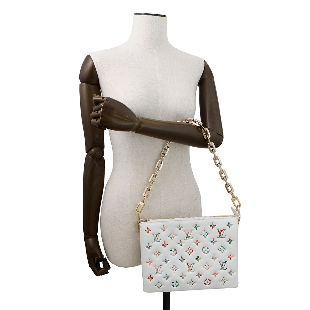 LOUIS VUITTON Coussin Blanc/PinkM21209 Monogram Lamb Leather Size PM