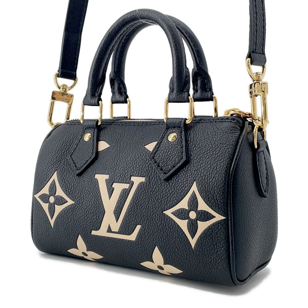 LOUIS VUITTON Nano Speedy Noir/BeigeM81456 Monogram Empreinte Leather