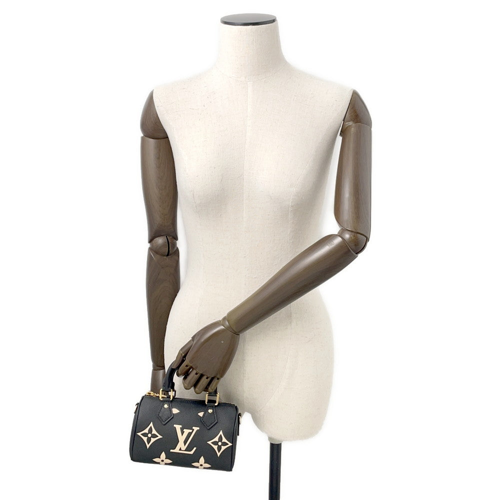 LOUIS VUITTON Nano Speedy Noir/BeigeM81456 Monogram Empreinte Leather