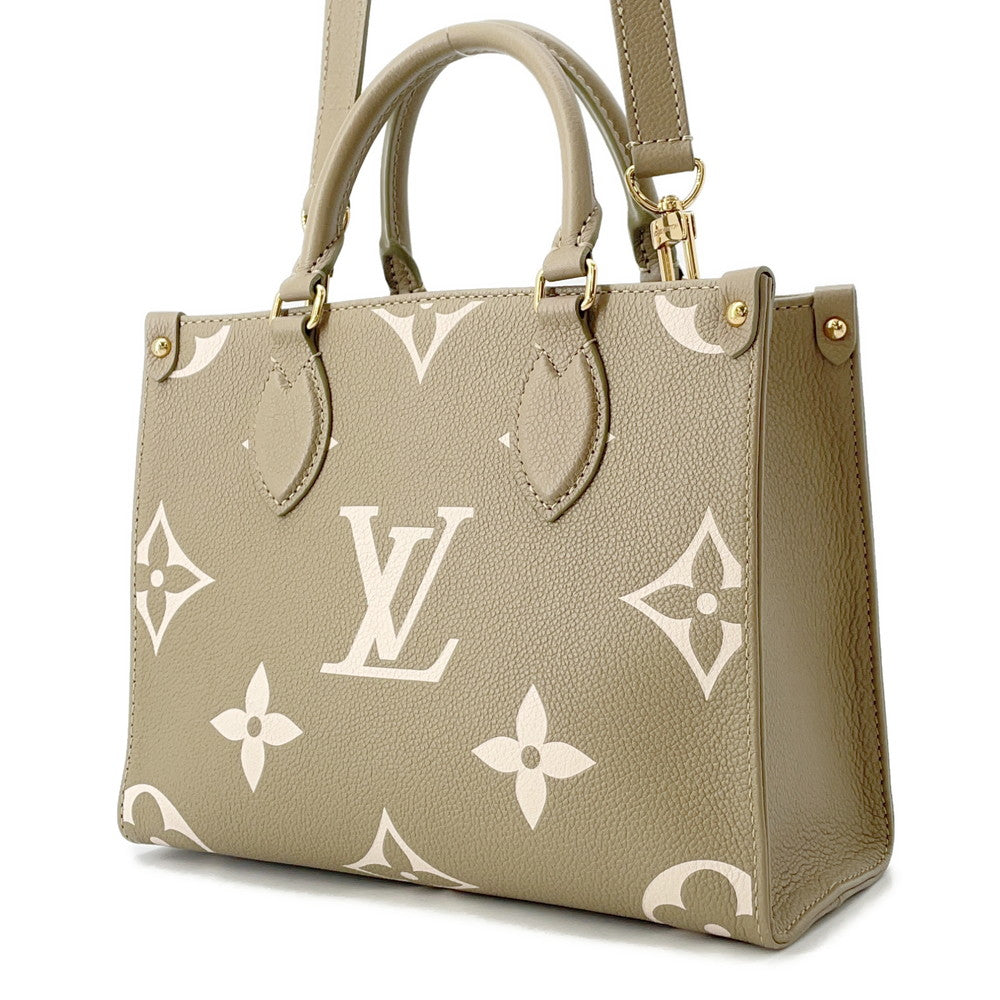 LOUIS VUITTON Onthego khaki cremeM46647 Monogram Empreinte Leather Size PM