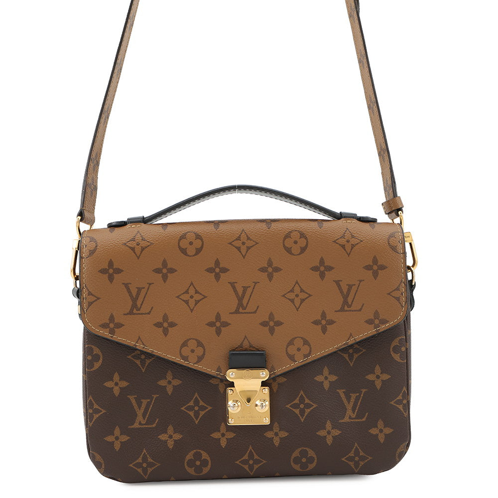 LOUIS VUITTON Pochette Metis NoirM44876 Monogram Reverse Canvas Size MM