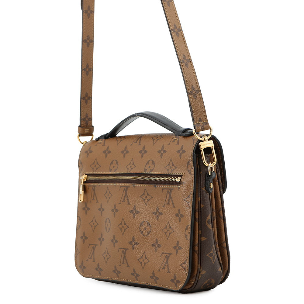 LOUIS VUITTON Pochette Metis NoirM44876 Monogram Reverse Canvas Size MM