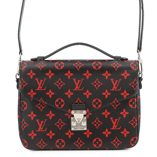 LOUIS VUITTON Pochette Metis Noir/Red/KhakiM41462 Monogram / Anfra Rouge Size MM