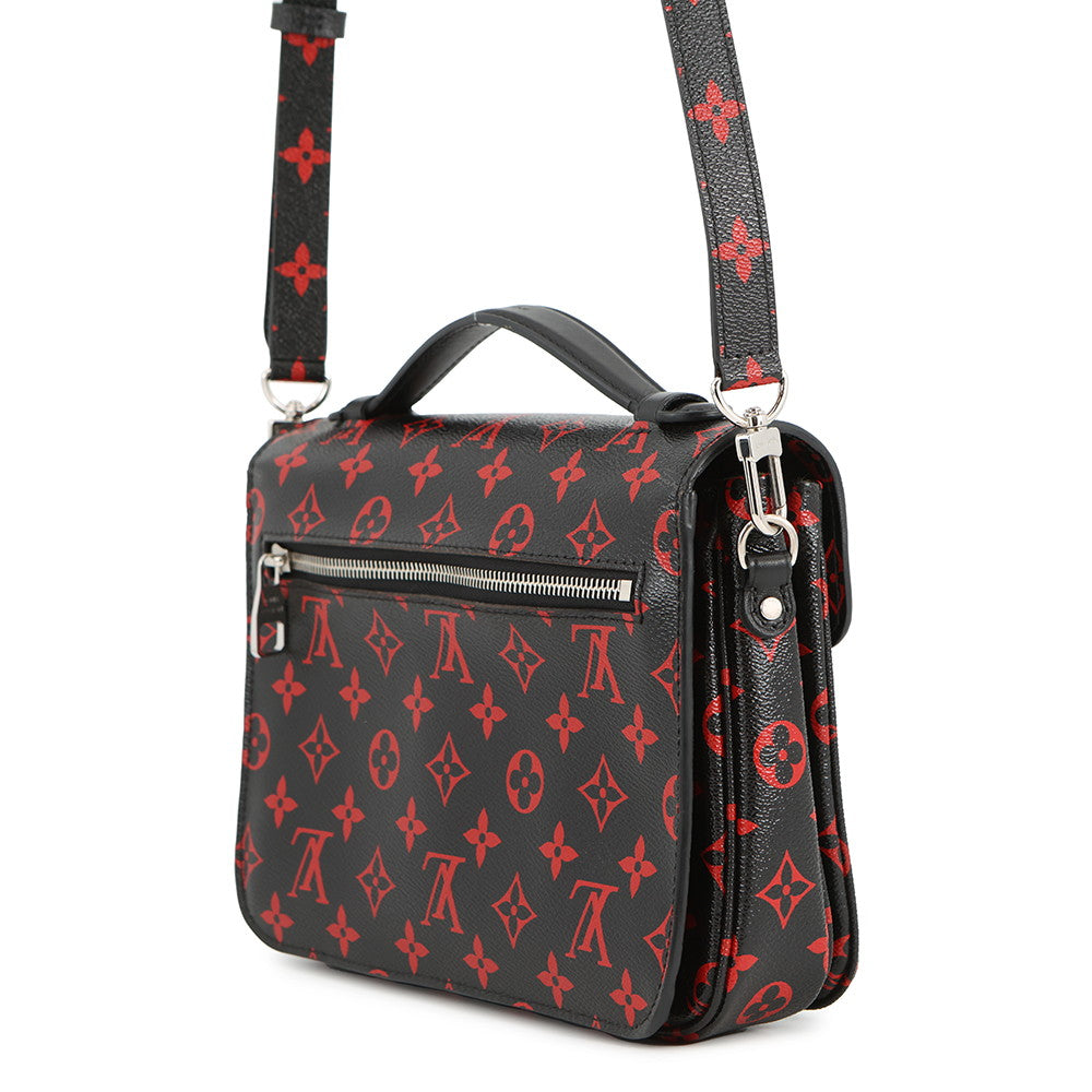 LOUIS VUITTON Pochette Metis Noir/Red/KhakiM41462 Monogram / Anfra Rouge Size MM