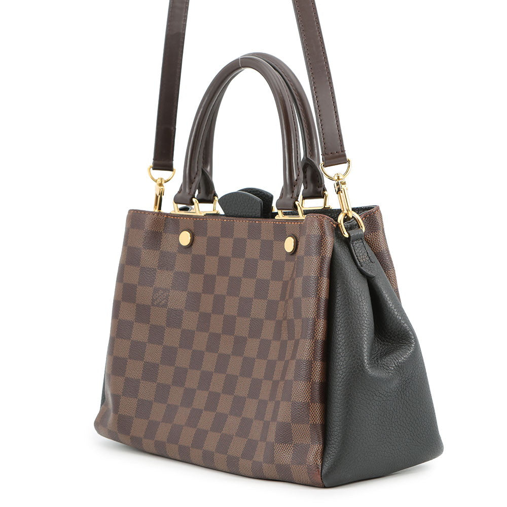 LOUIS VUITTON Brittany NoirN41673 Damier Ebene Canvas Taurillon Leather