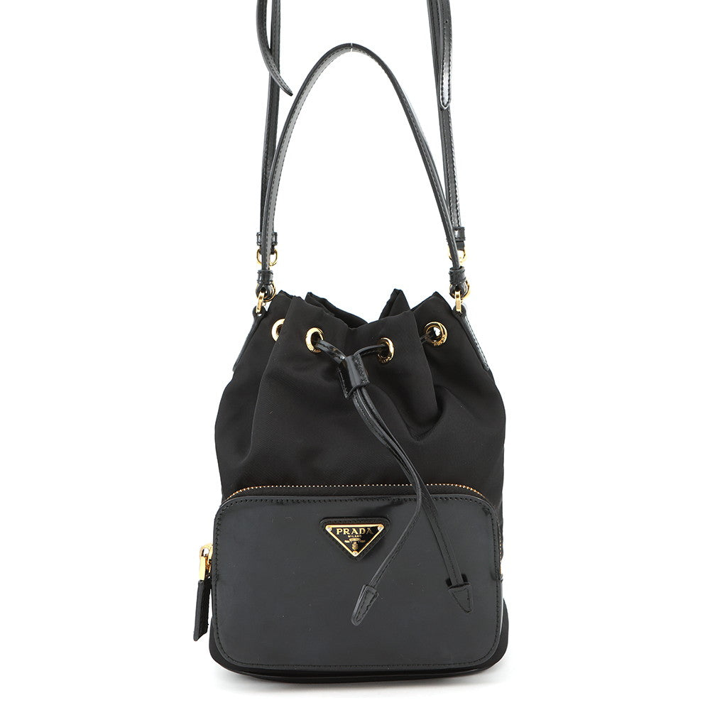 PRADA Re-Nylon Duet Bucket 2-way Bag Black1BH038 Nylon Patent Leather