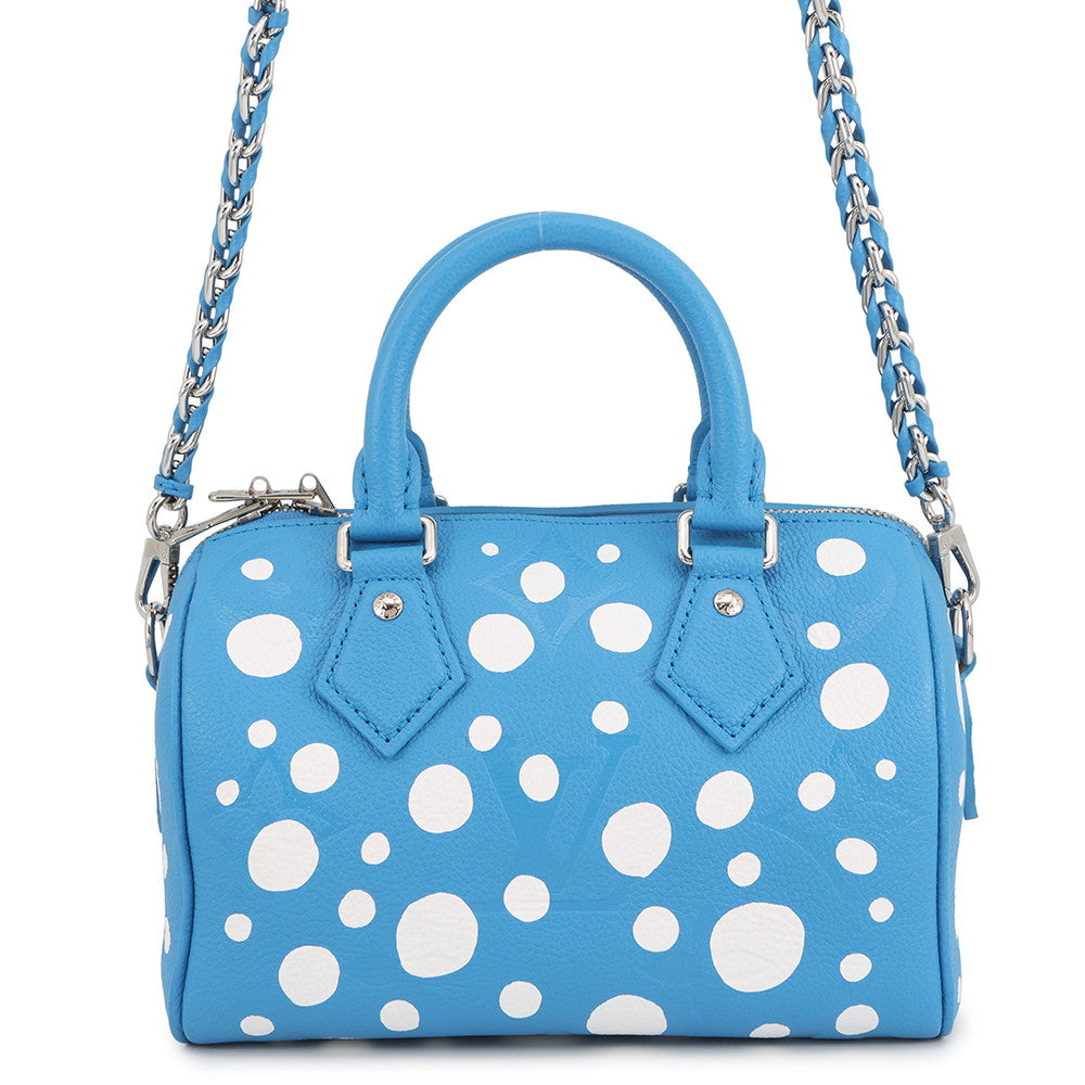 LOUIS VUITTON LVxYK Speedy Bandouliere Blue/WhiteM46425 Monogram Empreinte Leather Infinity Dot Size 20
