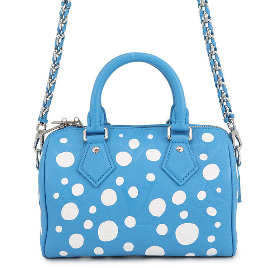 LOUIS VUITTON LVxYK Speedy Bandouliere Blue/WhiteM46425 Monogram Empreinte Leather Infinity Dot Size 20